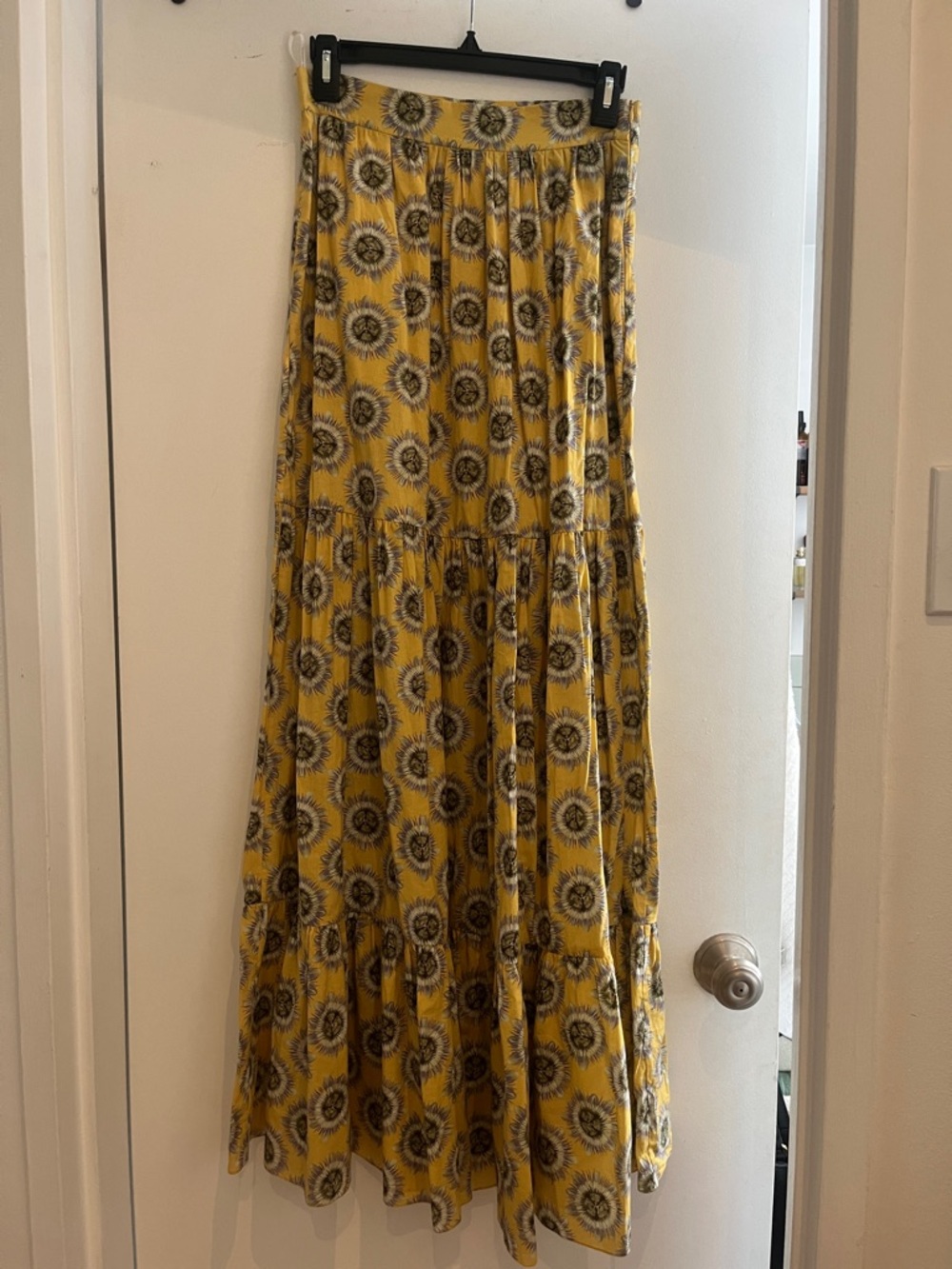 Sunny Yellow Floral Tiered Maxi Skirt